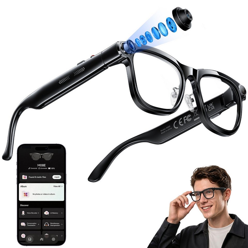 Photography Lighting Accessories - แว่นตาอัจฉริยะ AI พร้อม ChatGPT แปลภาษาแบบเรียลไทม์ กล้อง