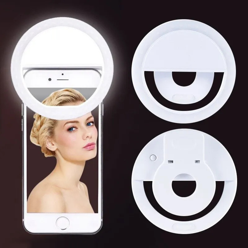 Photography Lighting Product - ไฟวงแหวน LED แบบชาร์จไฟได้พร้อมคลิปหนีบโทรศัพท์ไฟถ่ายวิดีโอแหวนสำหรับ iPhone Samsung Xiaomi