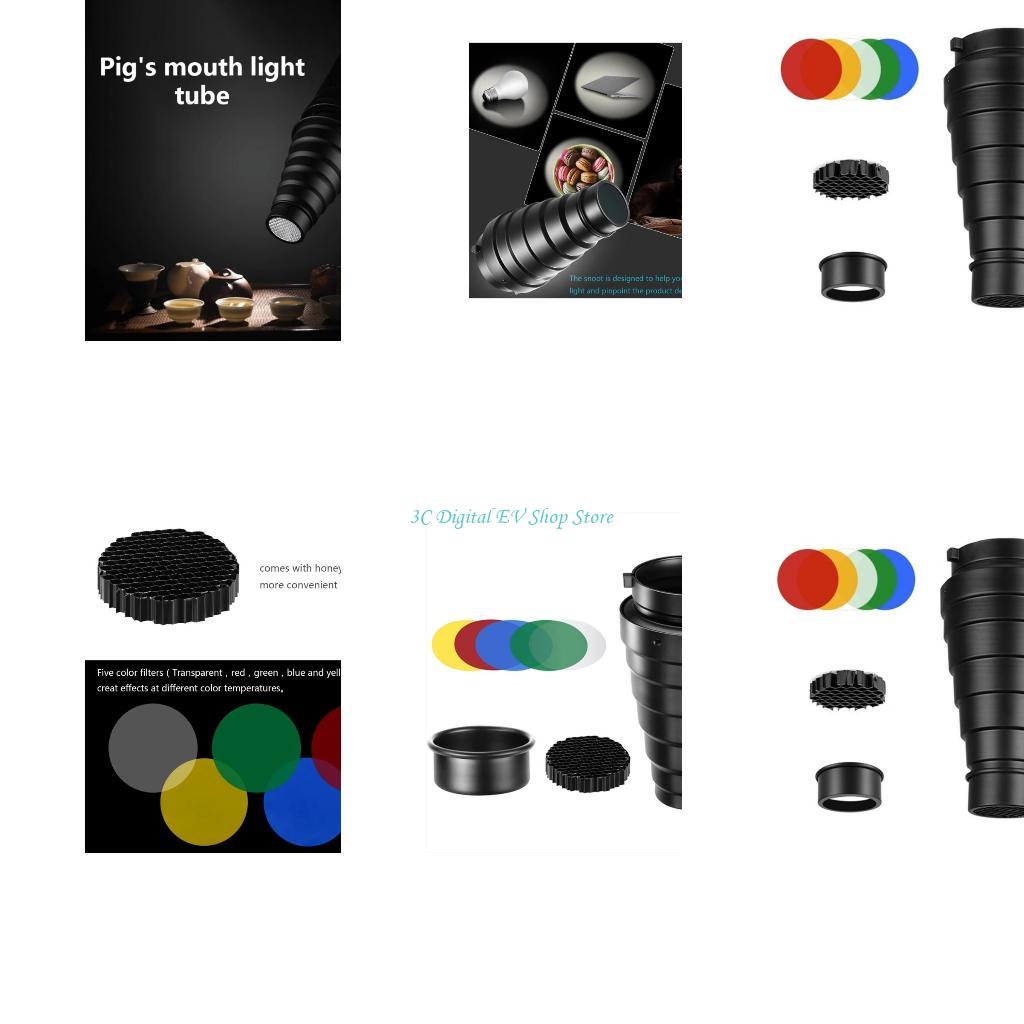 Photography Using Lighting - E74D 1 ชุดการถ่ายภาพ Snoot Set ช่วยเพิ่มการโฟกัสแสงด้วยฟิลเตอร์สีที่สมบูรณ์แบบสำหรับการใช้งานระดับมืออาชีพและงานอดิเรก