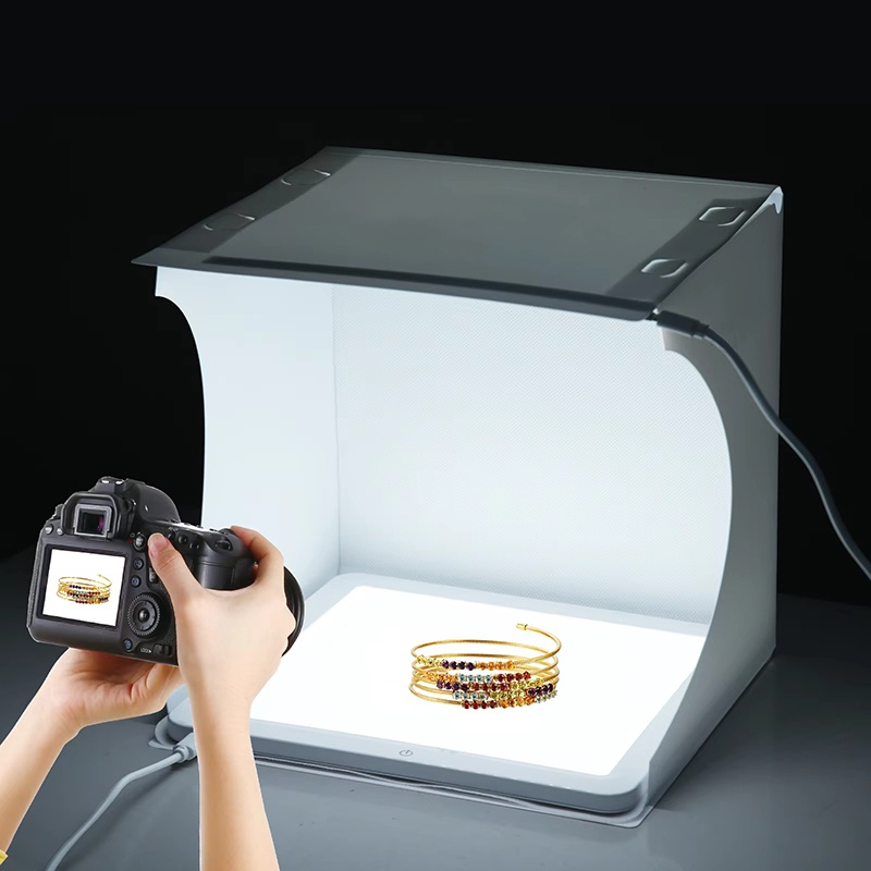 Photography Lightning - กล่องถ่ายภาพพกพาขนาด 20 ซม. พร้อมไฟ LED พับได้
