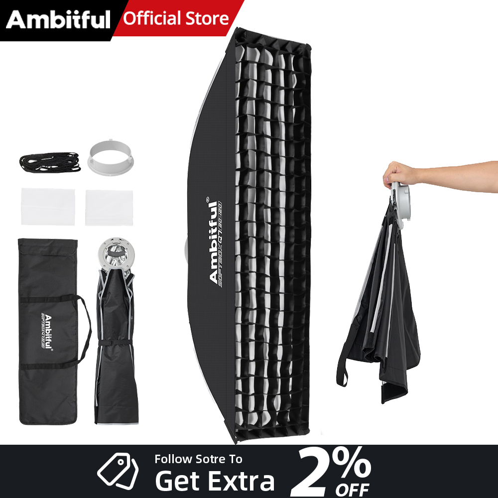 Photography Lighting Product - AMBITFUL Q7-II 30*120 ซม. ซอฟต์บ็อกซ์แบบแถบพร้อมขาตั้ง Bowens