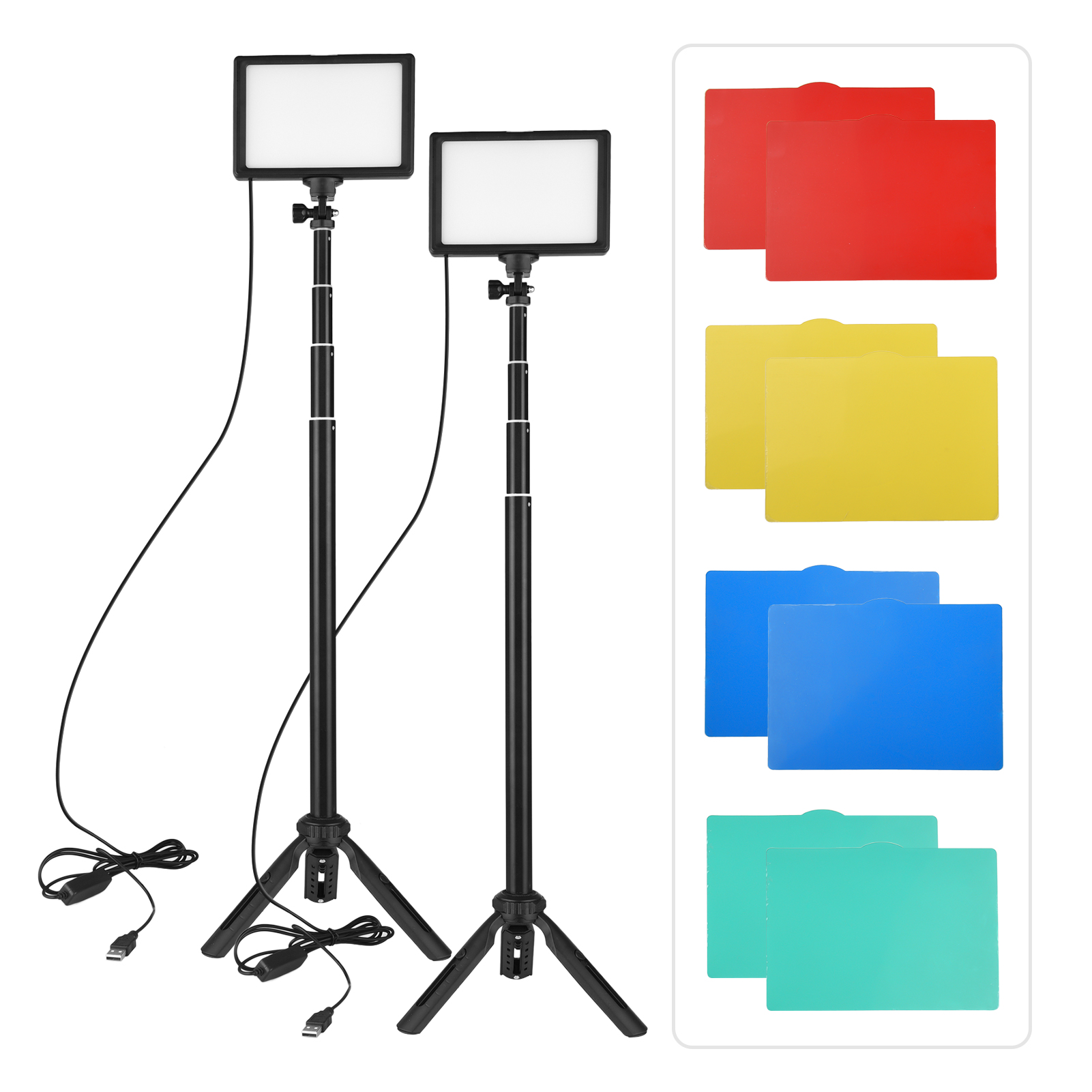 Photography Led Lighting Kit - Andoer ชุดแฟลชวิดีโอ LED 2ชิ้น, ไฟถ่ายภาพ3200K-5500K สูง148ซม.
