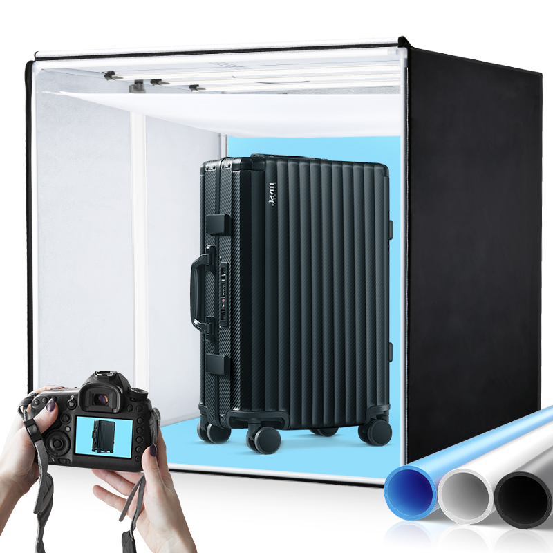 Photography Led Lighting Kit - ชุดกล่องไฟถ่ายภาพสินค้าสำหรับสตูดิโอถ่ายภาพขนาด120X100X120ซม. โต๊ะขนาดใหญ่แบบมืออาชีพความสว่าง0-100% 3ไฟ LED กล่องไฟถ่ายภาพ