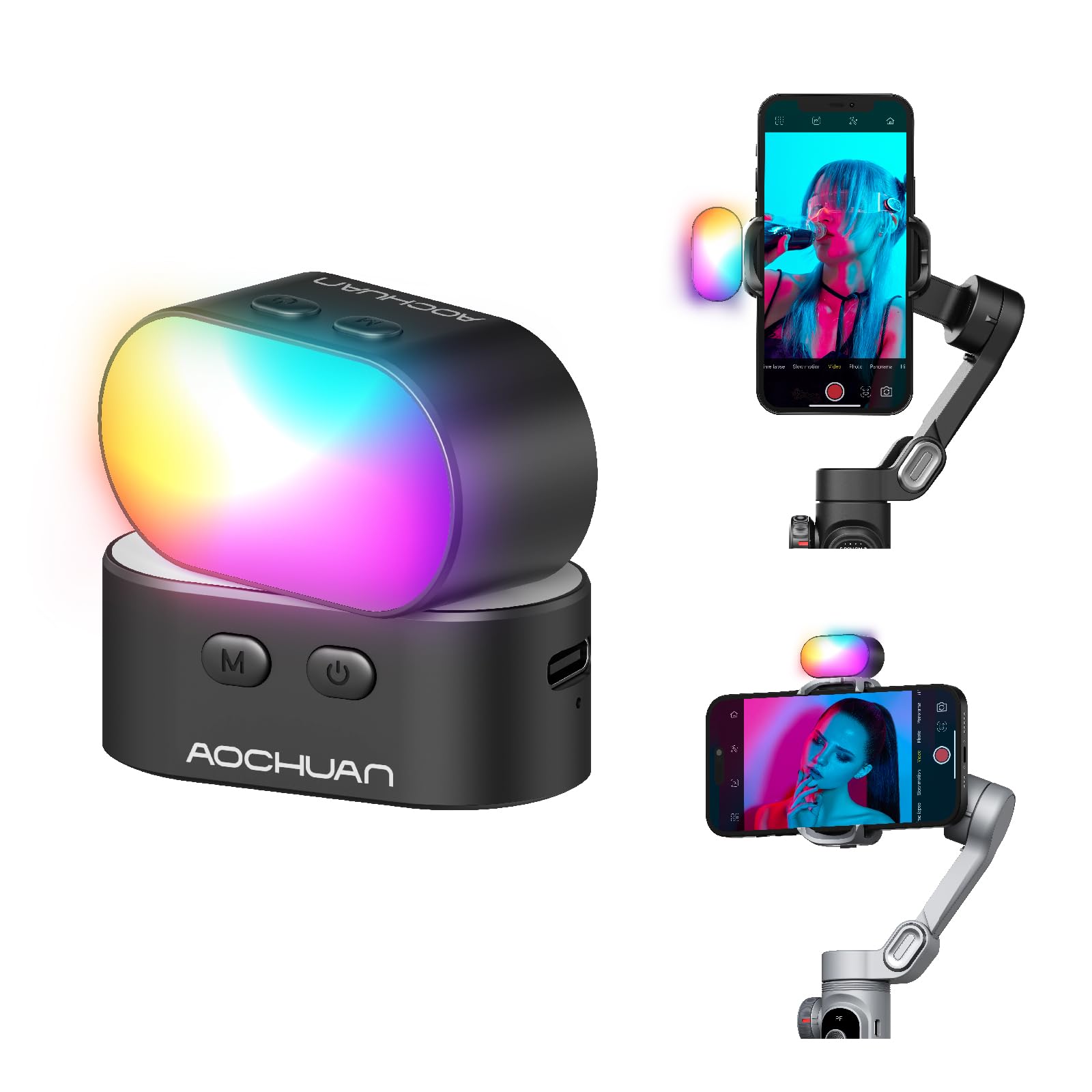 Torjim Rgb Photography Video Lighting - AOCHUAN RGB เติมแสงแม่เหล็กสําหรับ Gimbal LED การถ่ายภาพวิดีโอ