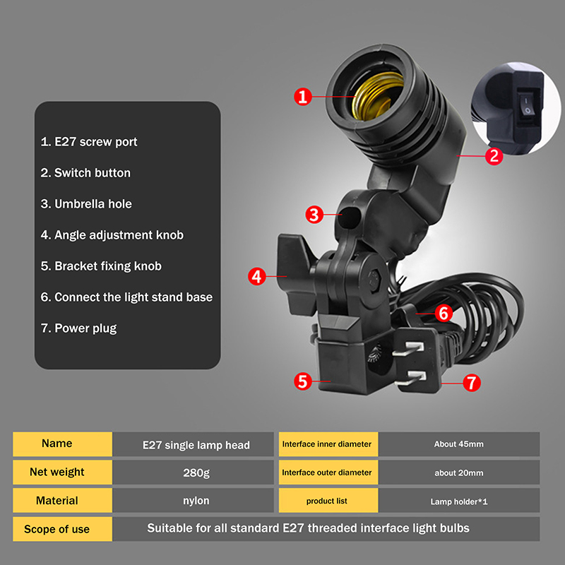 ขั้วหลอดไฟ E27 แบบ AC สำหรับหล - Photography Lightning บทวิจารณ์และราคา