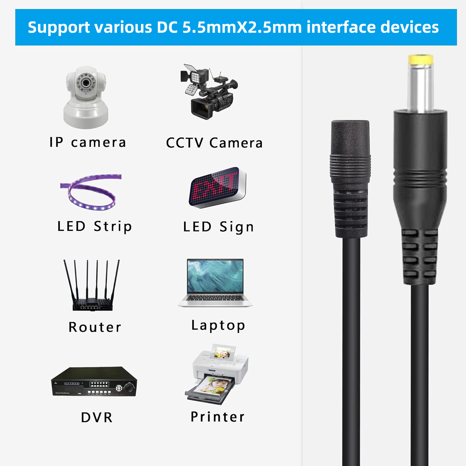 DC ปลั๊กขั้วไฟสาย5.5X2.5มม.อะแ - Photography Led Lighting Kit บทวิจารณ์และราคา