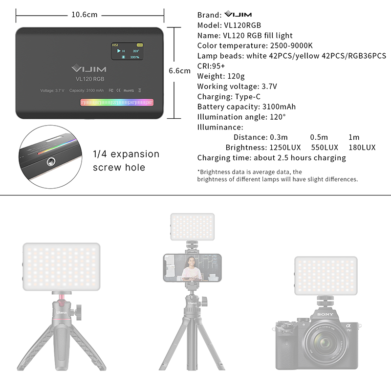 Ulanzi VL120 RGB กล้อง Mini แบ - Torjim Rgb Photography Video Lighting บทวิจารณ์และราคา